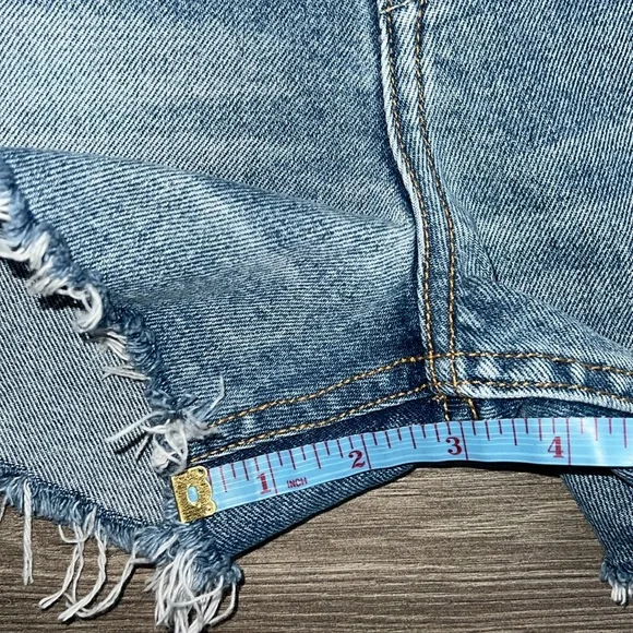 GRLFRND Helena High Rise Shorts Size 29 Breakout Cut Out Hip Blue Distressed 90s